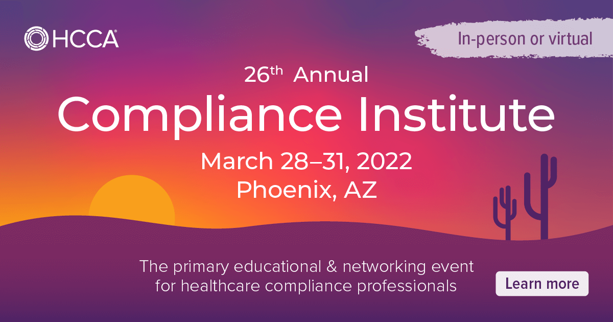 26th Annual Compliance Institute HCCA Official Site