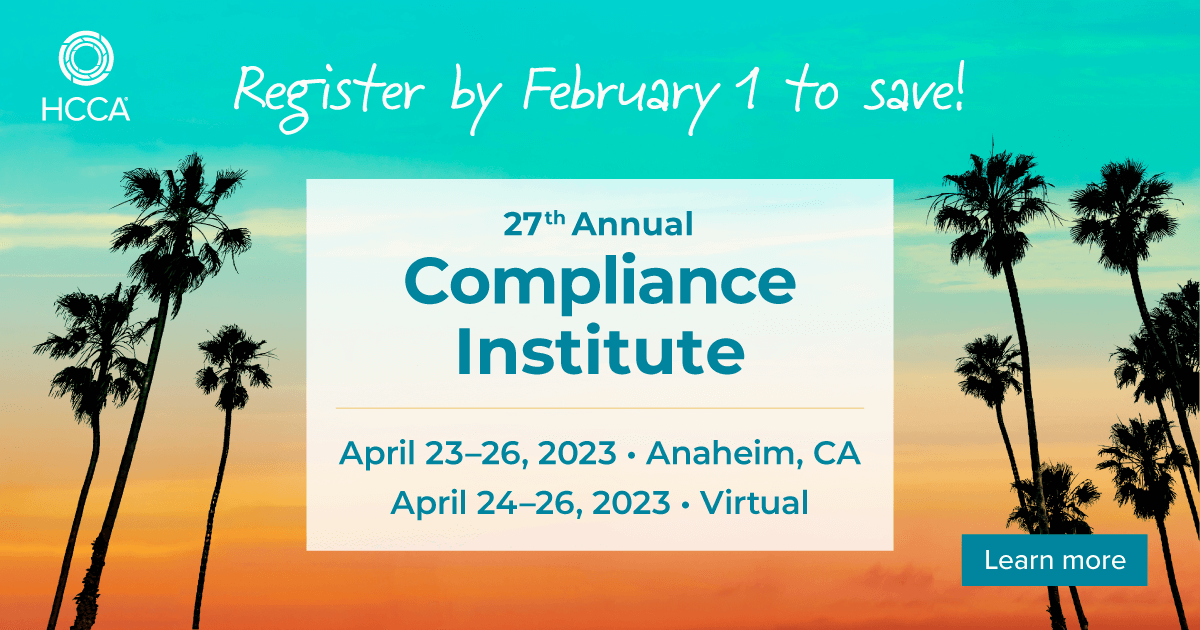 27th Annual Compliance Institute HCCA Official Site